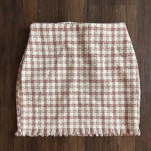 SHEIN Pink and Cream Plaid Mini Skirt